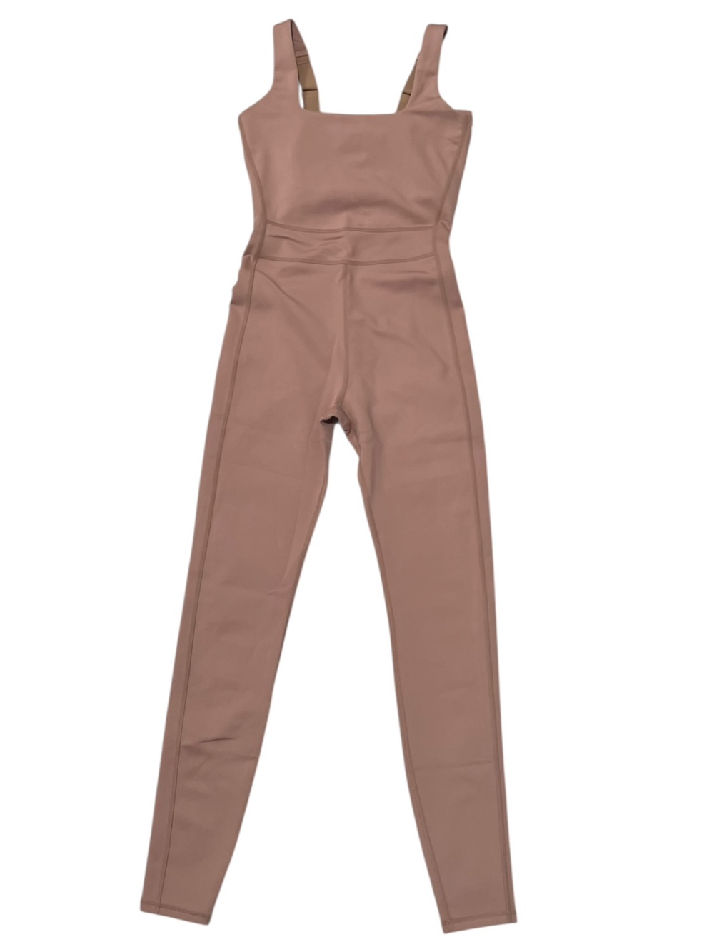 Girlfriend Collective Luxe Paneled Unitard Bodysuit Jumpsuit in Warm Sand Tan